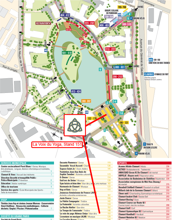 plan pour retrouver notre stand, n°151, au forum des associations de Clamart, le 3 septembre 2022