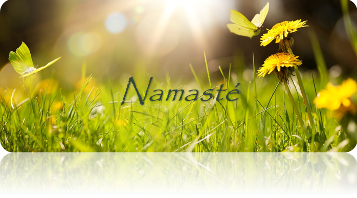 Namasté du printemps sur l'herbe fraiche