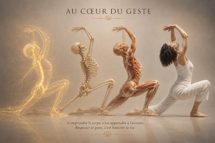 décomposition de postures et de gestes du yoga