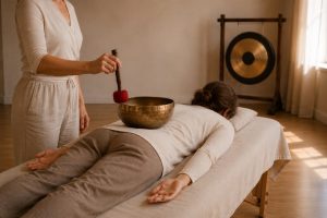 massage avec un bol sur le dos