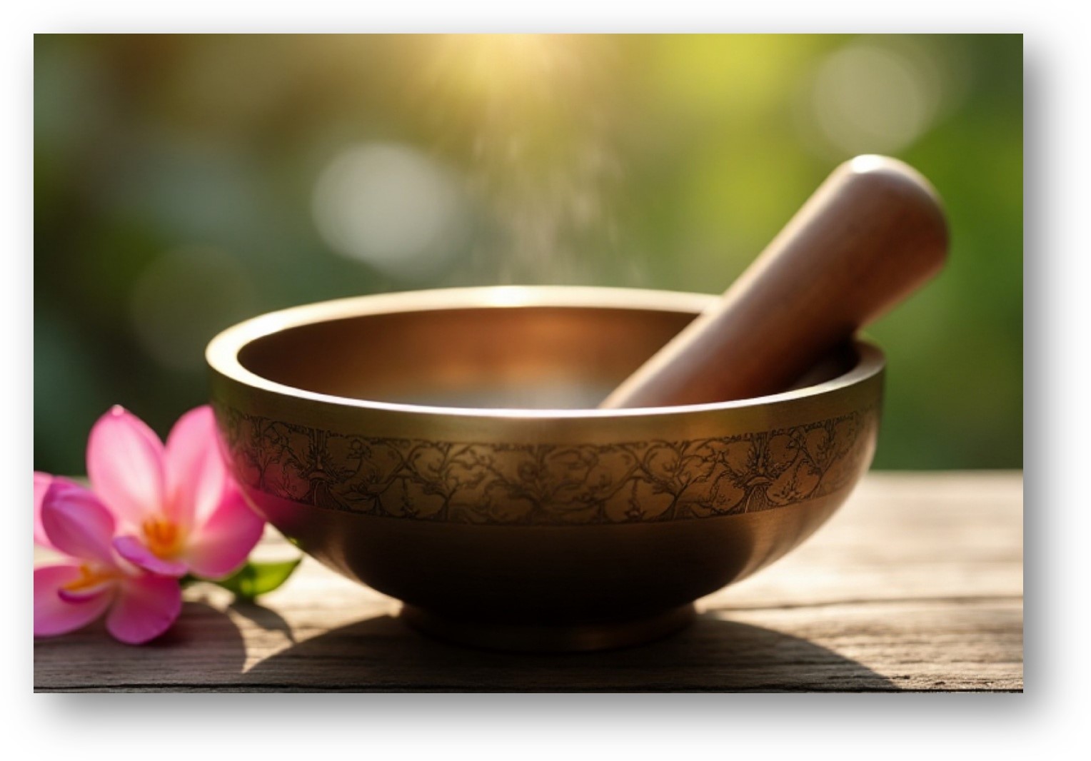 Bol tibétain avec fleur rose